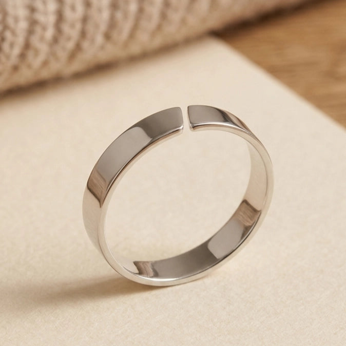 Bague homme initiales argentée ouverte 4mm — Bliche