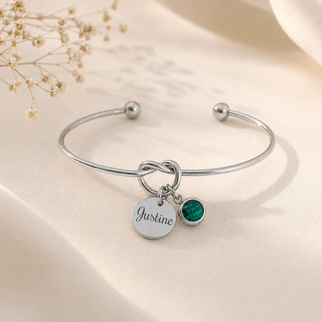 bracelet jonc argent avec pierre de naissance de mai
