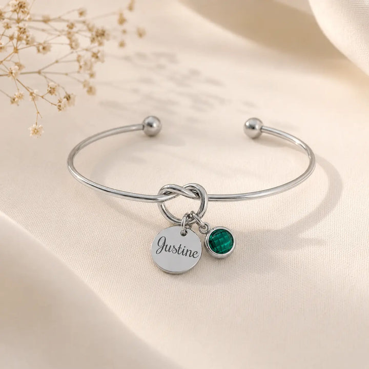 bracelet jonc argent avec pierre de naissance de mai