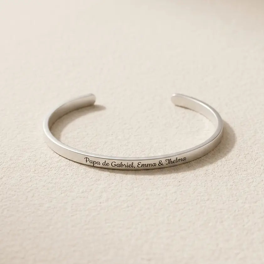 Bracelet jonc ouvert homme gravé personnalisé avec message et mots inspirants Bliche