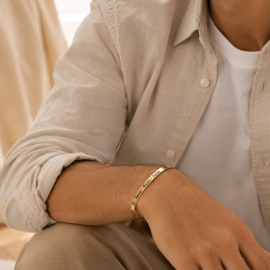 bracelet jonc pour homme à personnaliser avec mots et messages 