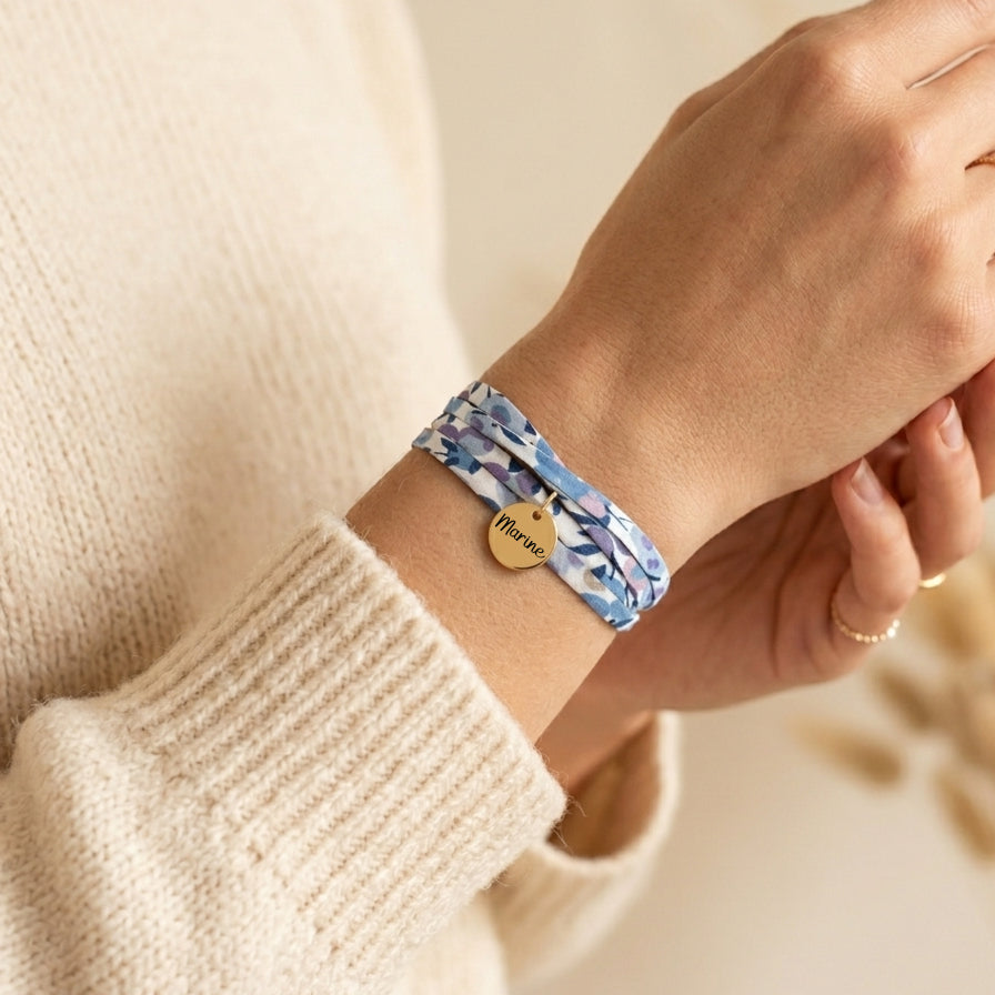 bracelet liberty plusieurs tours avec médaille à graver