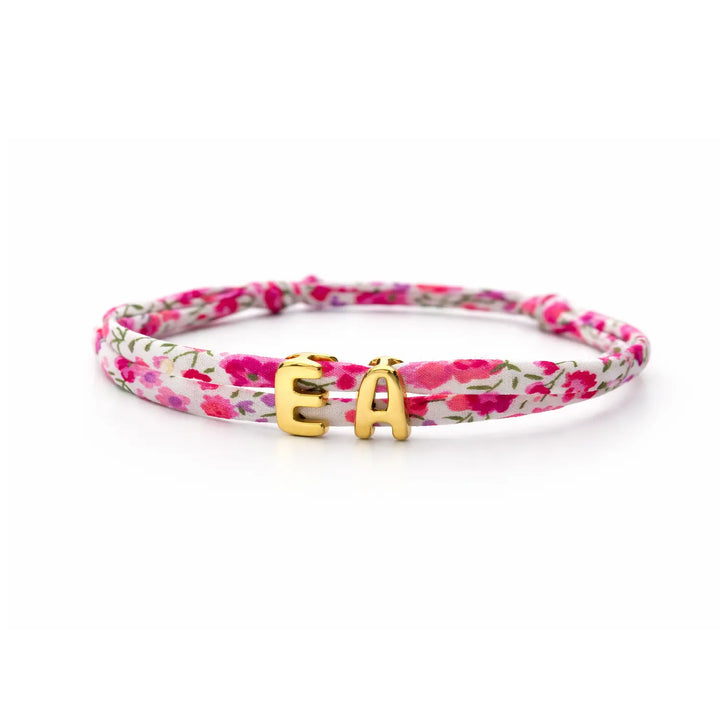 Bracelet liberty personnalisé avec lettres dorées sur cordon liberty Bliche