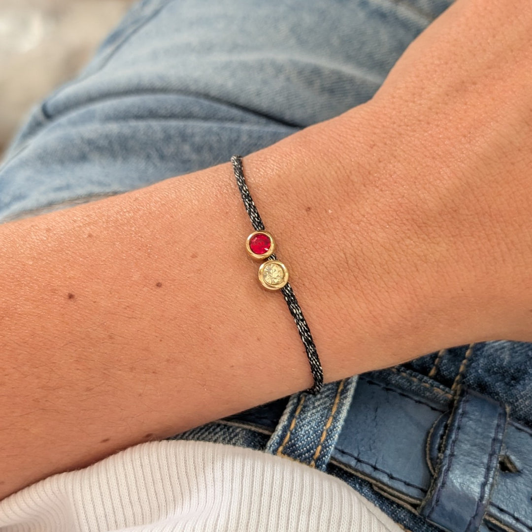 Bracelet pierre de naissance cordon personnalisé