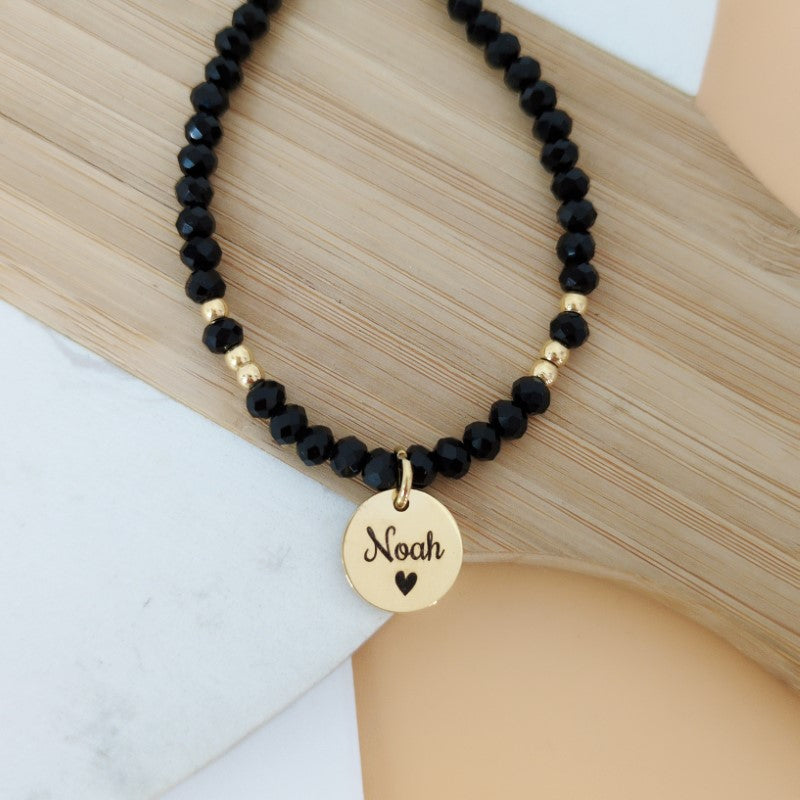 Bracelet personnalisé perles avec médaille