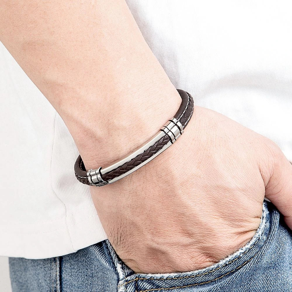 Bracelet cuir homme gravure intérieure