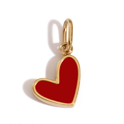 Pendentif charm cœur émail rouge contour doré 14K pour bracelet et collier personnalisé Bliche