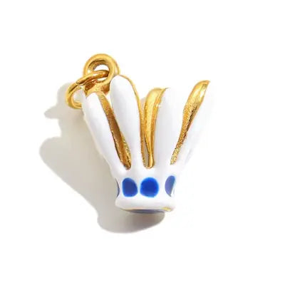Pendentif charm couronne émail blanc bleu doré pour bracelet et collier personnalisé Bliche