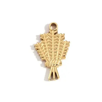 Pendentif charm épis de blé acier doré mat pour bracelet et collier personnalisé Bliche