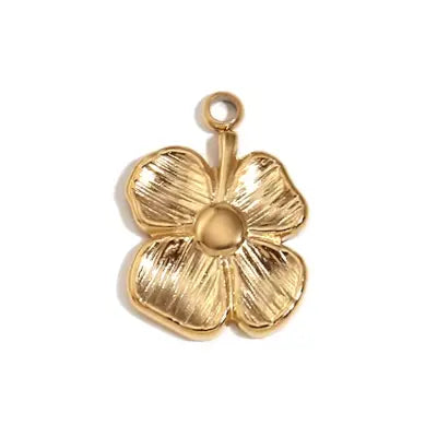 Pendentif charm fleur en relief acier inoxydable doré 14K pour bracelet et collier personnalisé Bliche