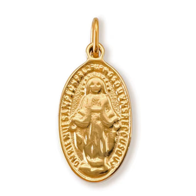 Pendentif charm médaille miraculeuse Vierge Marie acier doré 14K pour bracelet et collier personnalisé Bliche