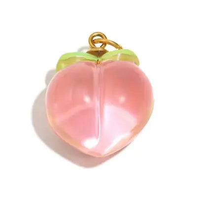 Pendentif charm pêche résine rose translucide doré 18K pour bracelet et collier personnalisé Bliche