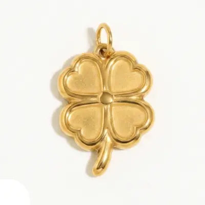 Pendentif charm trèfle à quatre feuilles acier inoxydable doré 18K pour bracelet et collier personnalisé Bliche