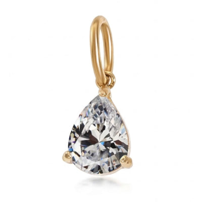 Pendentif charm zircon taille poire serti griffes acier doré pour bracelet et collier personnalisé Bliche
