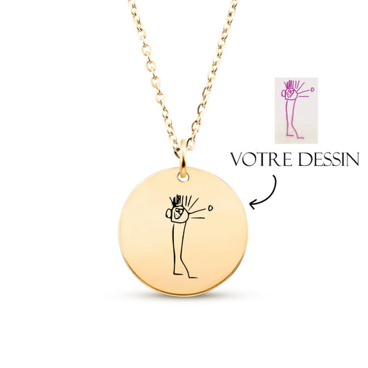 Collier personnalisé à graver avec dessin ou message, bijou acier inoxydable unique
