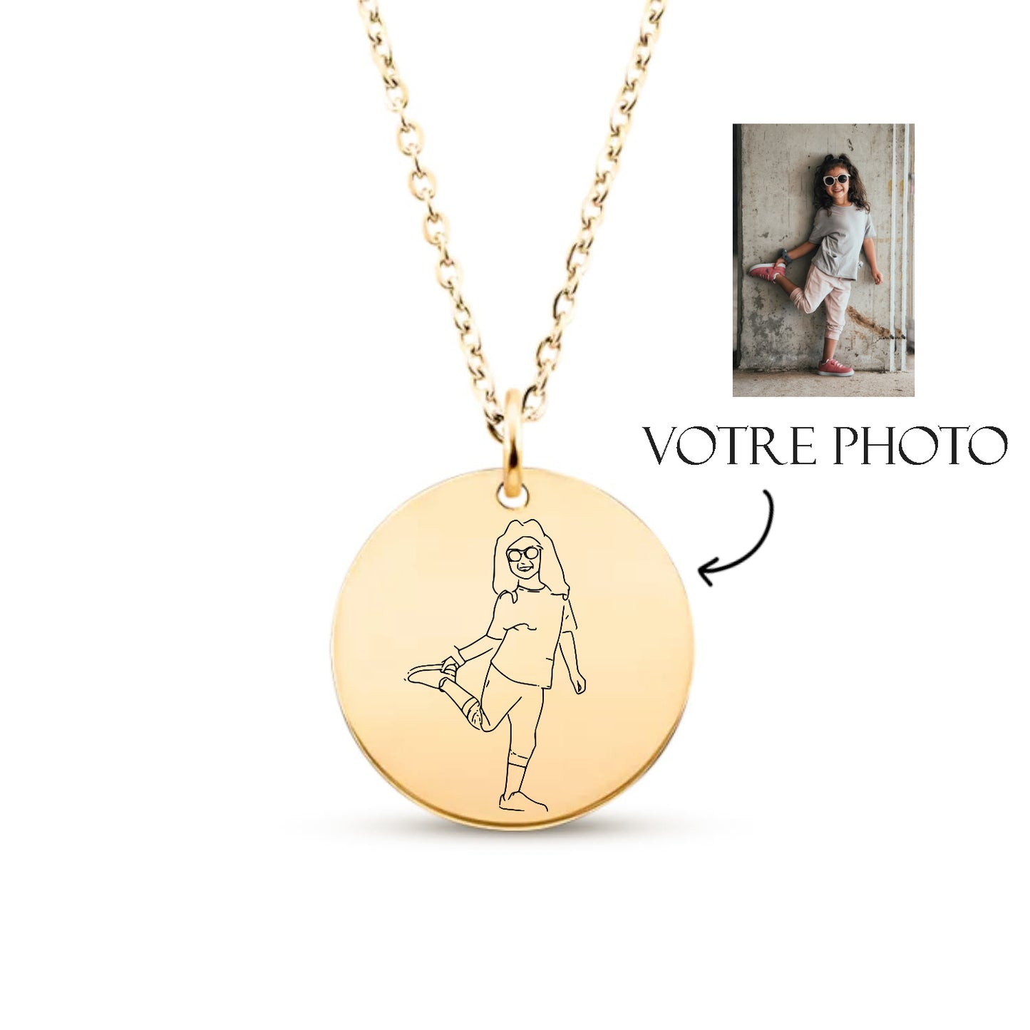 Collier personnalisé avec votre photo en croquis