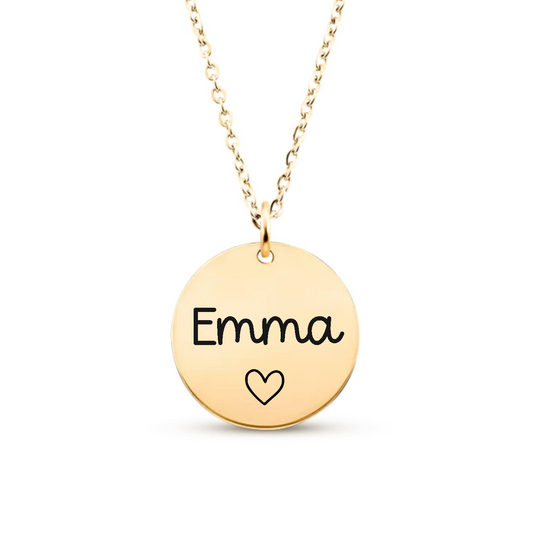 Collier personnalisé à graver avec médaille ronde en acier inoxydable, bijou significatif