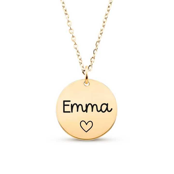 Collier personnalisé à graver avec médaille ronde en acier inoxydable, bijou significatif