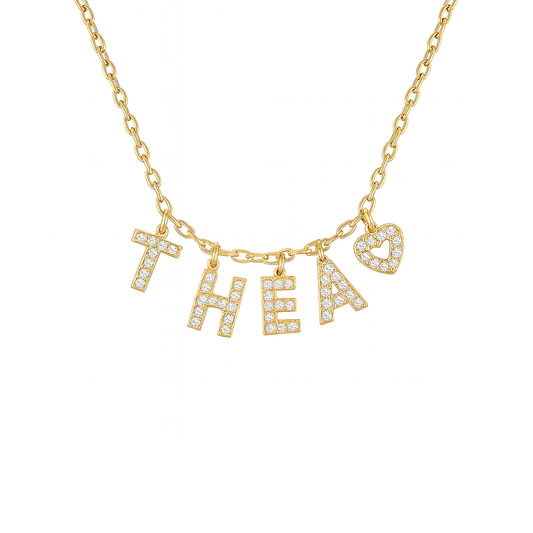 Collier prénom personnalisé avec lettre et zircon en acier inoxydable