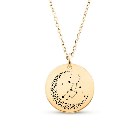 Collier personnalisé avec signe astrologique constellation en acier inoxydable, bijou céleste gravé