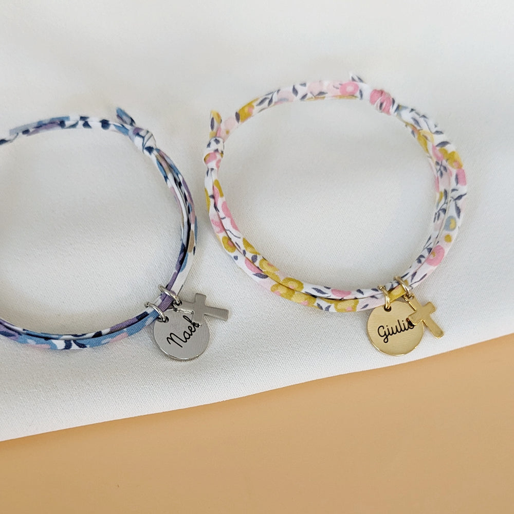 Bracelet Liberty avec médaille et croix - Bliche