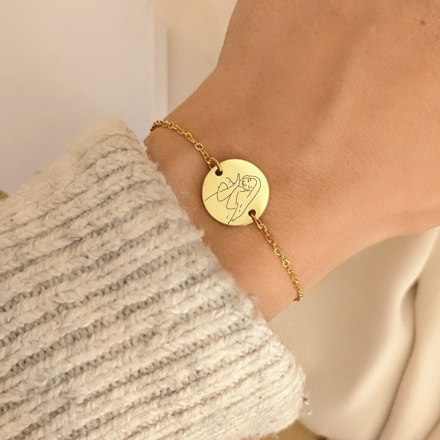 Bracelet personnalisé avec croquis photo à graver