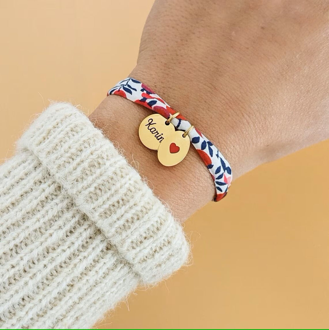 Bracelet liberty avec médaille et coeur - Bliche