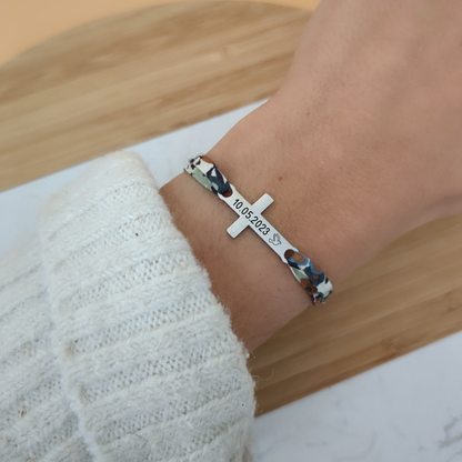 Bracelet liberty avec croix à graver - Bliche