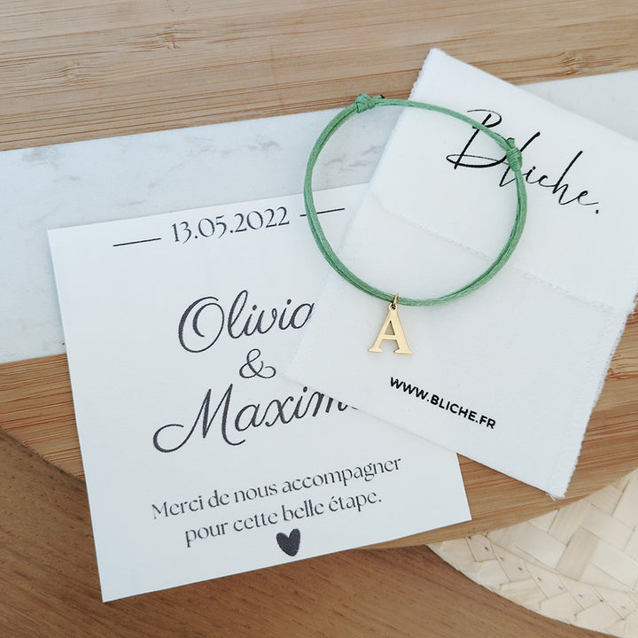 Pack Invités n2 : Bracelet Cordon avec Initiale