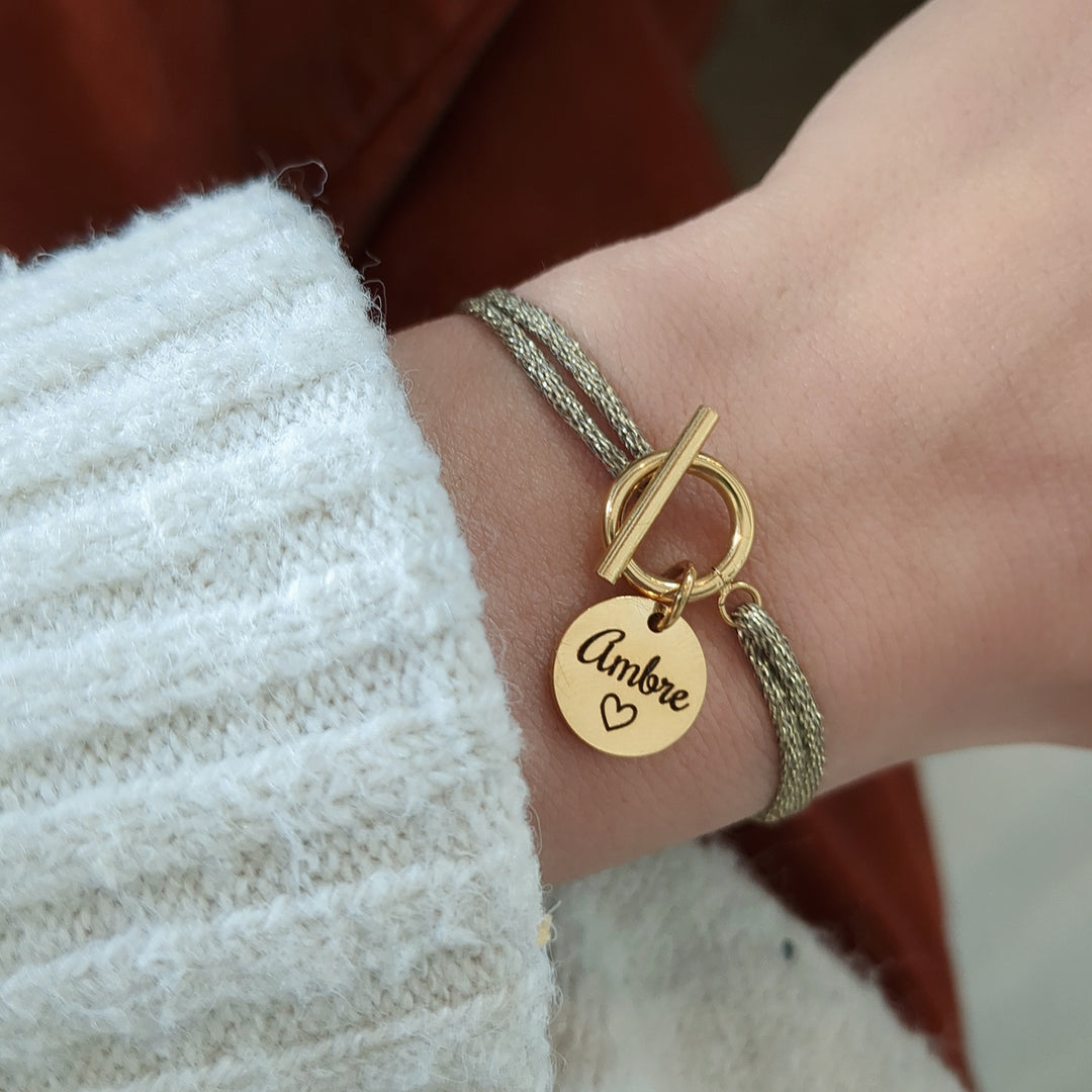 Bracelet personnalisé cordon brillant avec fermoir