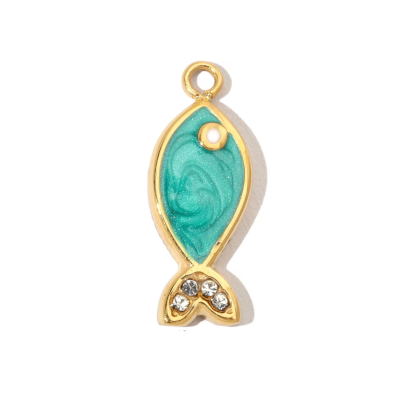 Charm poisson en émail et strass