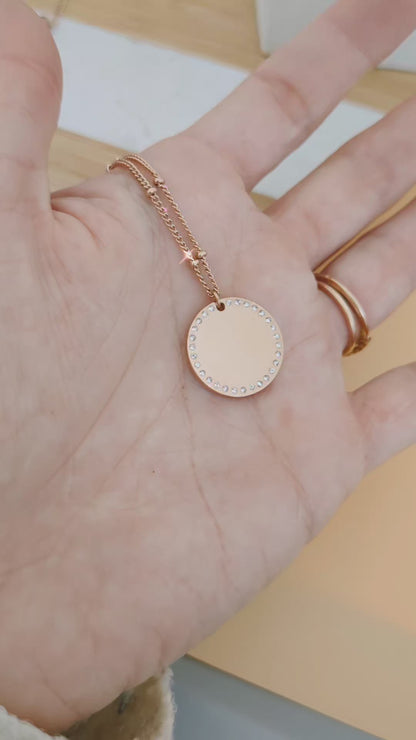 Collier à graver avec médaille zircon
