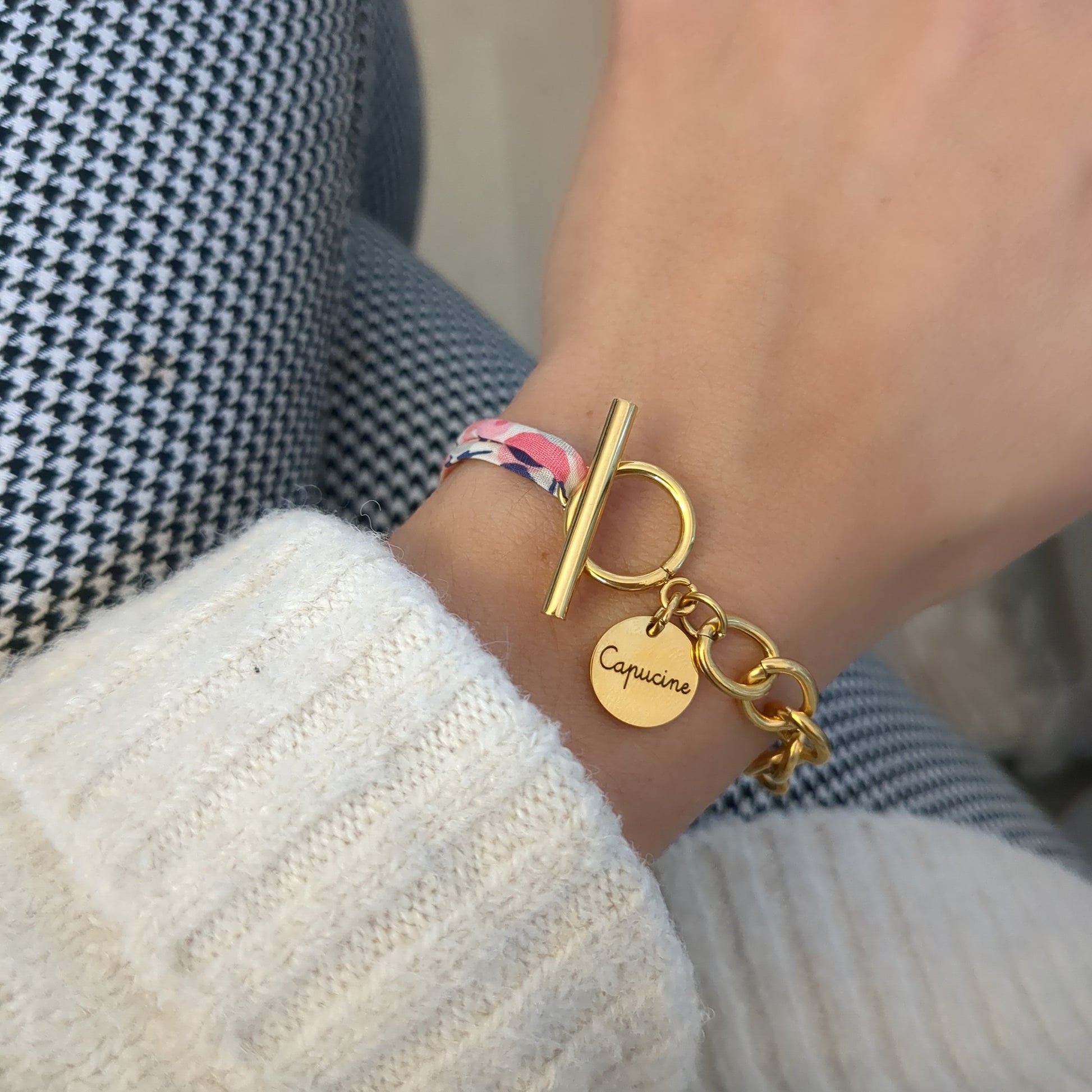Bracelet chaîne et fermoir avec liberty - Bliche