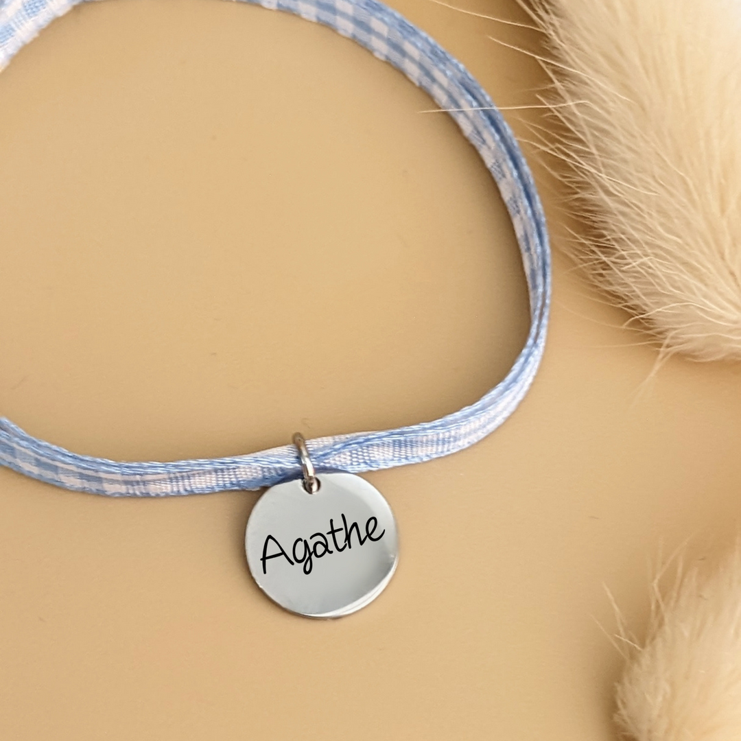 Bracelet à graver vichy avec médaille à – vue de face