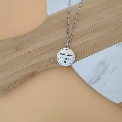 Collier à graver avec médaille zircon - Bliche