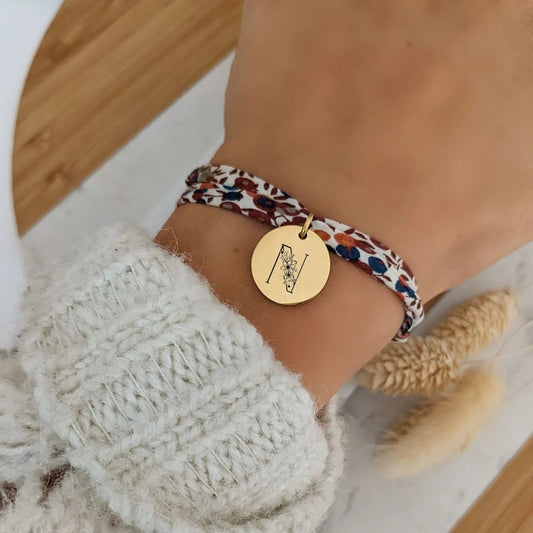 Bracelet liberty avec lettre florale - Bliche