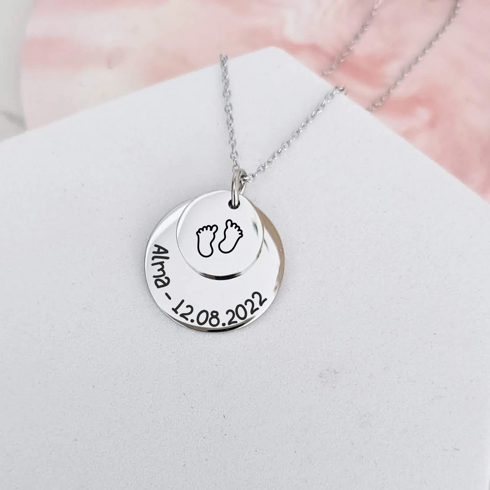 Collier personnalisable double médaille en acier inoxydable - Bliche
