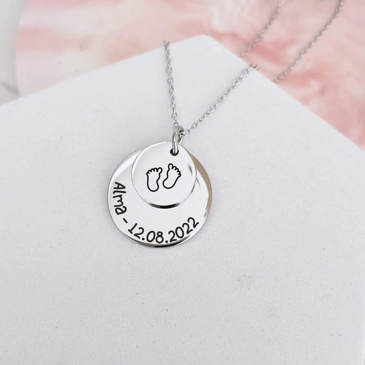 Collier personnalisable double médaille en acier inoxydable - Bliche