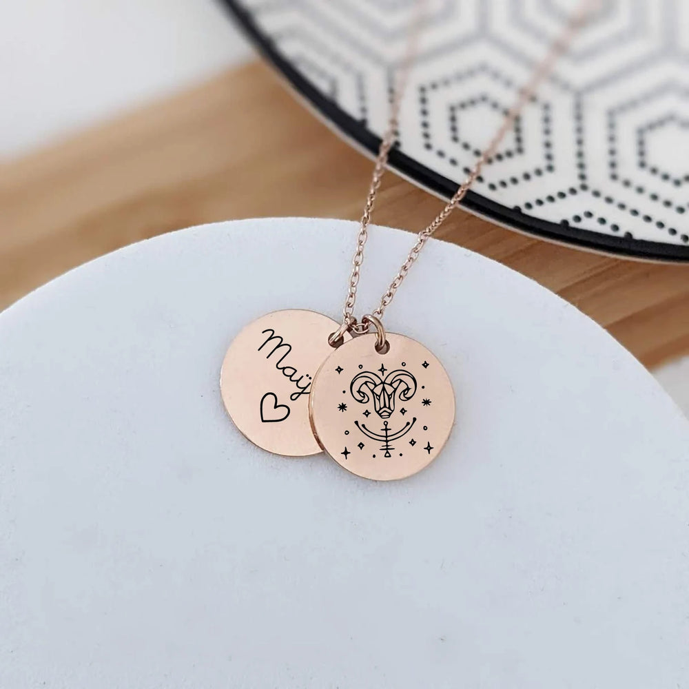 Collier personnalisable avec signe astrologique à graver - Bliche