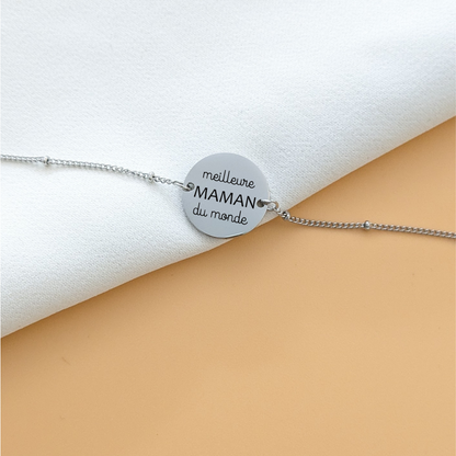 Bracelet avec médaille à graver et chaîne perlée