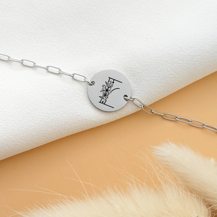 Bracelet à maillons avec médaille à graver - Bliche