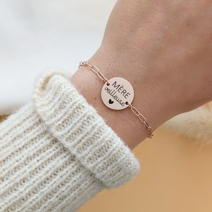 Bracelet à maillons avec médaille à graver - Bliche