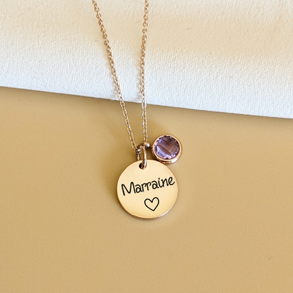 Collier à graver avec pierre de naissance