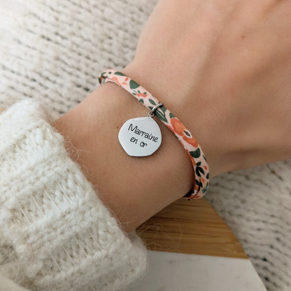 Bracelet liberty avec médaille et pierre de naissance