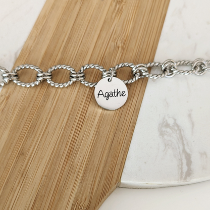 Bracelet chaîne avec médaille à graver