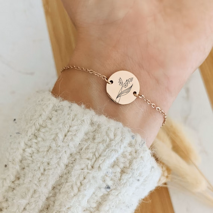 Bracelet à graver avec fleur de naissance – Bliche