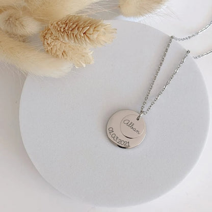Collier personnalisable double médaille en acier inoxydable