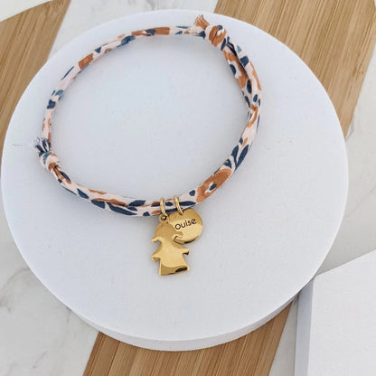 Bracelet liberty personnalisé avec breloque fille ou garçon