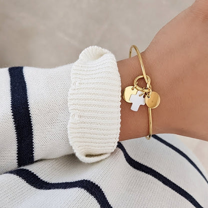 Bracelet jonc avec médailles à graver - Bliche