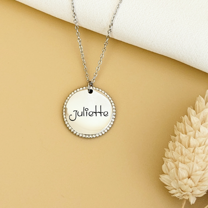Collier à graver avec médaille travaillée - Bliche
